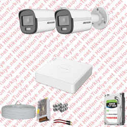 Hikvision Colorvu Gece Renkli 02 Kameralı Set 500GB Hdd
